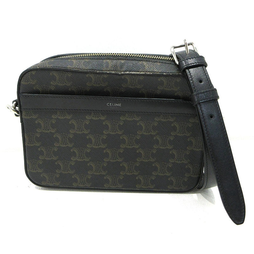 Celine Triomphe Messenger Shoulder Bag Black x Brown